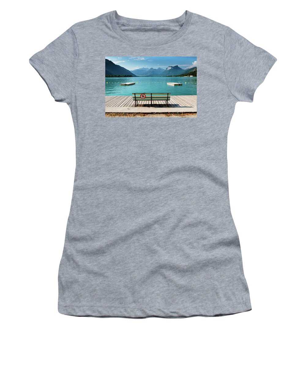 Talloires Women's T-Shirt featuring the photograph Le Lac Bleu - Annecy, France by John Soffe