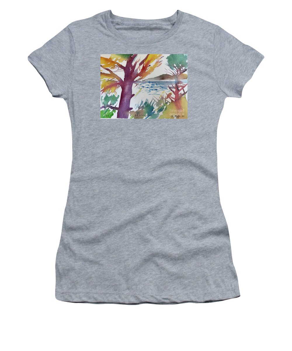 Watercolor Painting Women's T-Shirt featuring the painting Le Liouquet Trees by Glen Neff