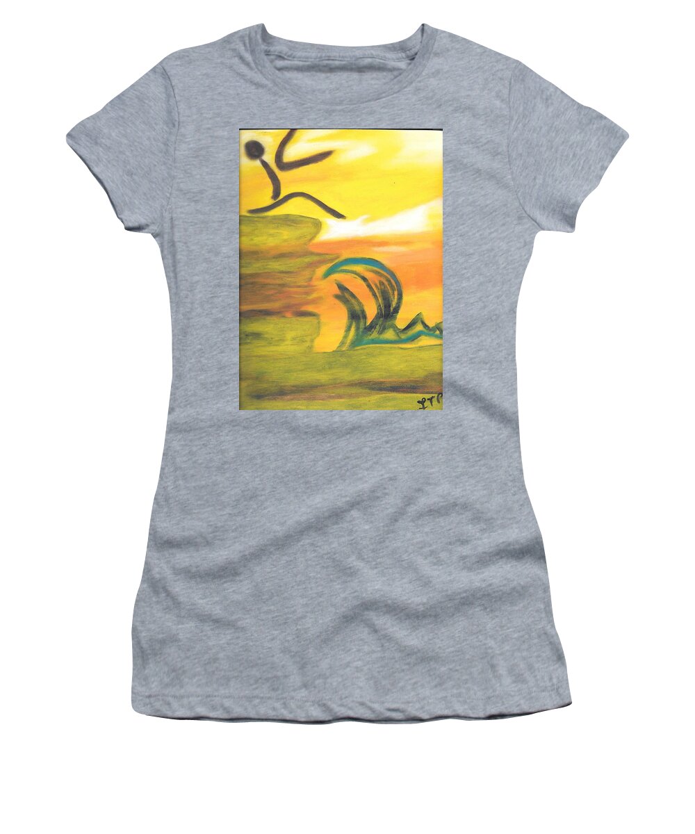 Leap Women's T-Shirt featuring the painting Leap of Faith by Esoteric Gardens KN