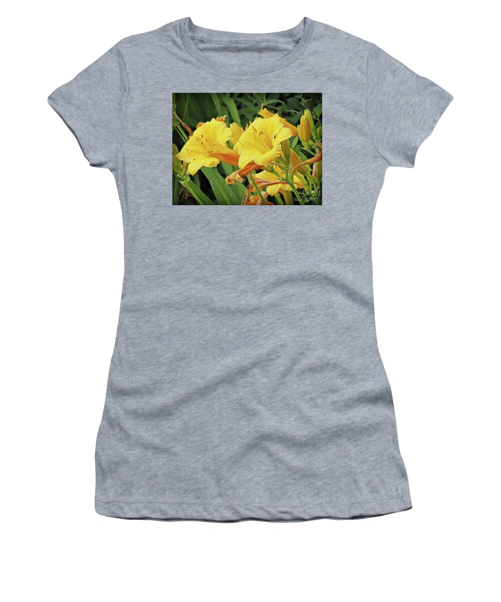 Lemon Women's T-Shirt featuring the photograph Lemon Daylilies by Farol Tomson