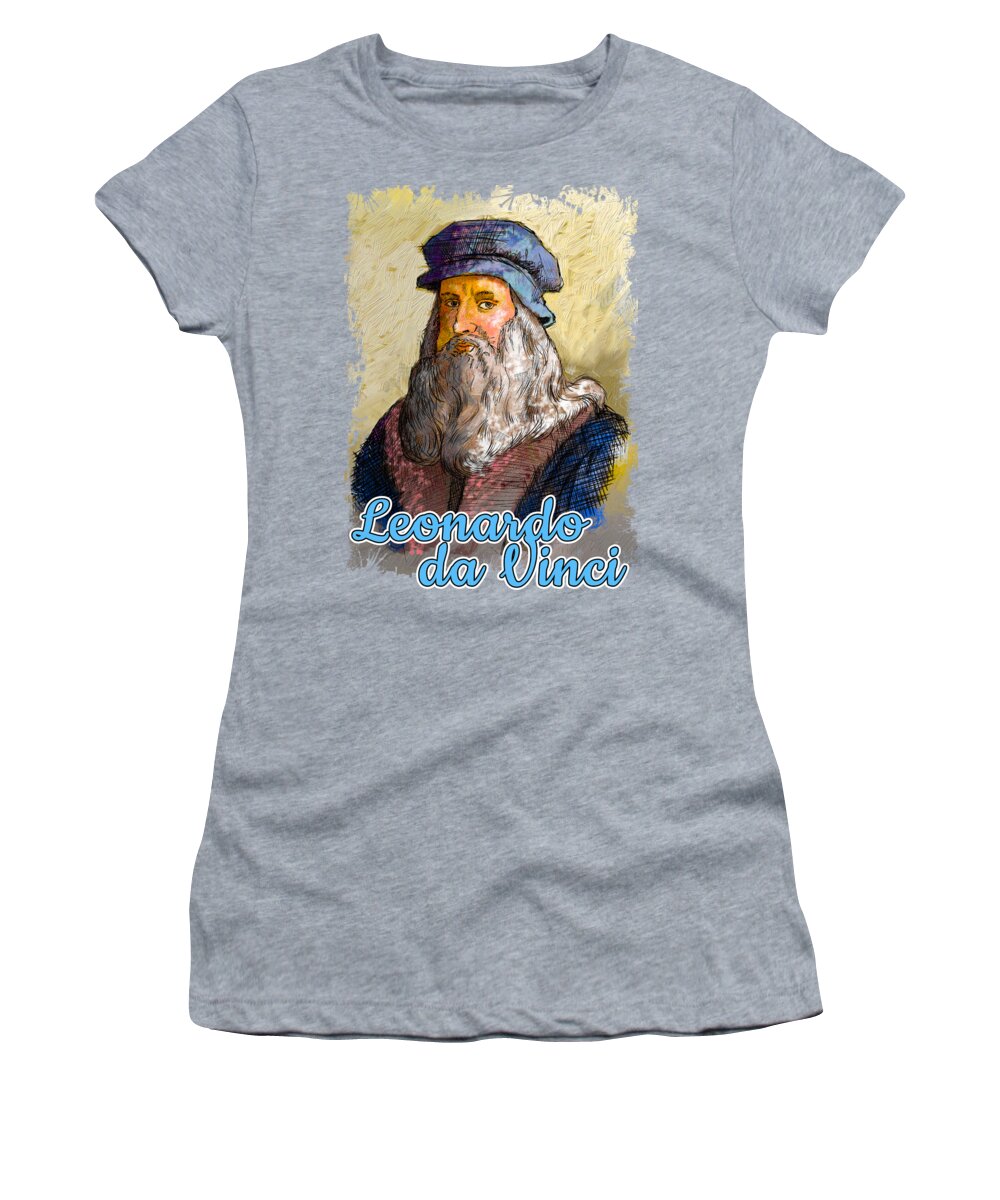 Leonardo Da Vinci Women's T-Shirt featuring the painting Leonardo da Vinci by Anthony Mwangi
