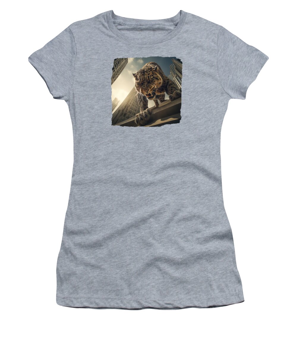 Leopard Women's T-Shirt featuring the digital art Leopard in New York 02 by Elisabeth Lucas