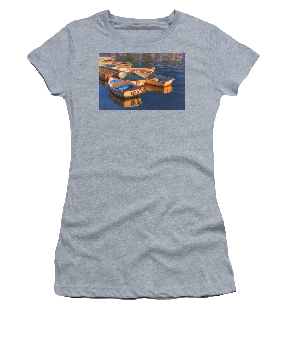 Perkins Cove Women's T-Shirt featuring the photograph Let's Go Boating by Penny Polakoff