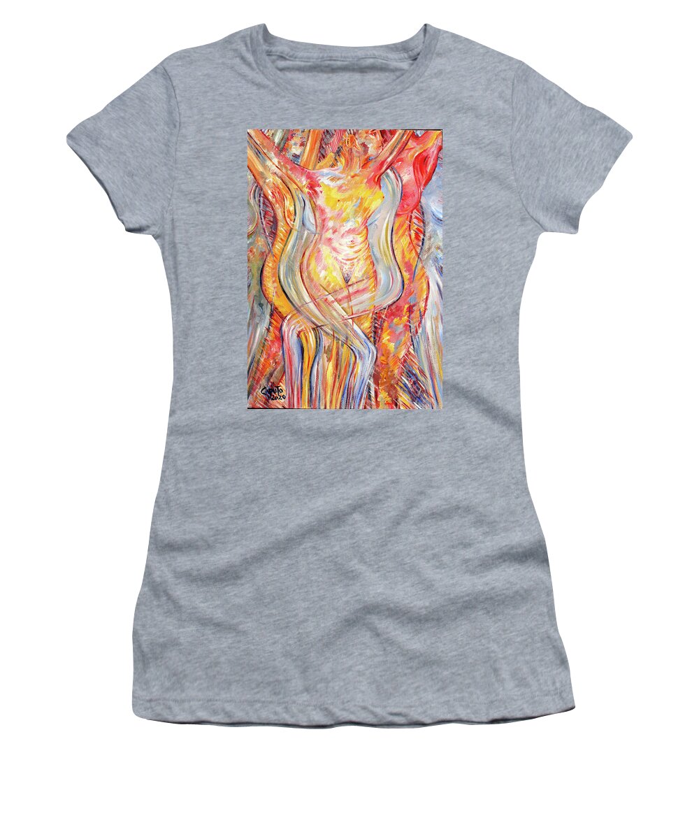 Modern Art Women's T-Shirt featuring the painting Liberation by Giovanni Caputo