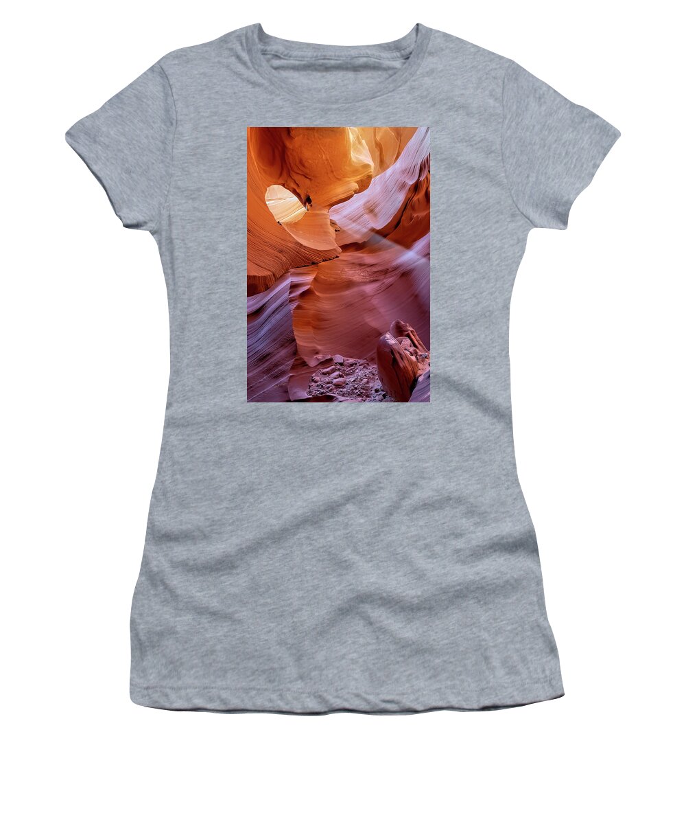 Antelope Canyon Women's T-Shirt featuring the photograph Light It Up by Dan McGeorge