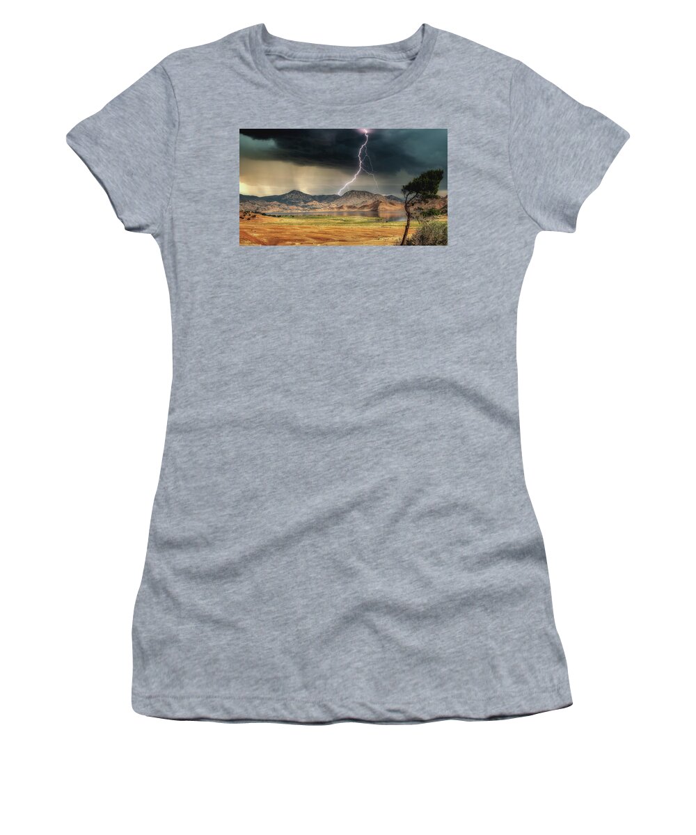  Women's T-Shirt featuring the photograph Lightning Strike in Colorado by G Lamar Yancy