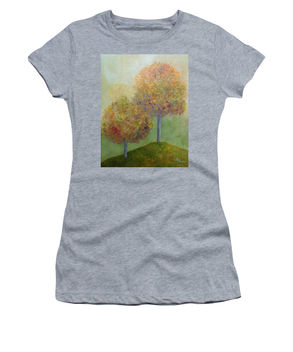 Autumn Women's T-Shirt featuring the painting Like Father Like Son by Angeles M Pomata