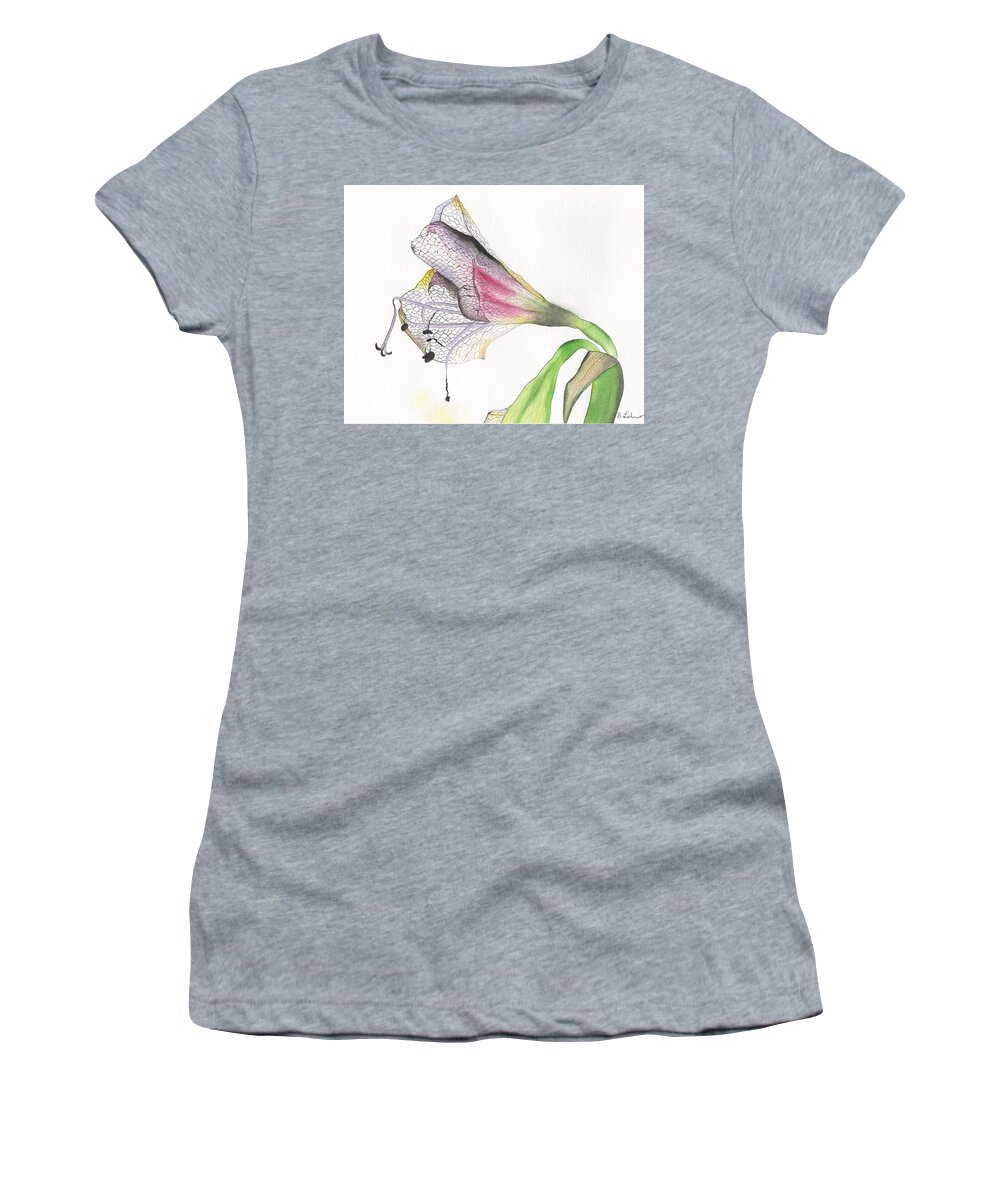 Amaryllis Women's T-Shirt featuring the painting Amaryllis - Beauty Never Dies #1 by Bob Labno