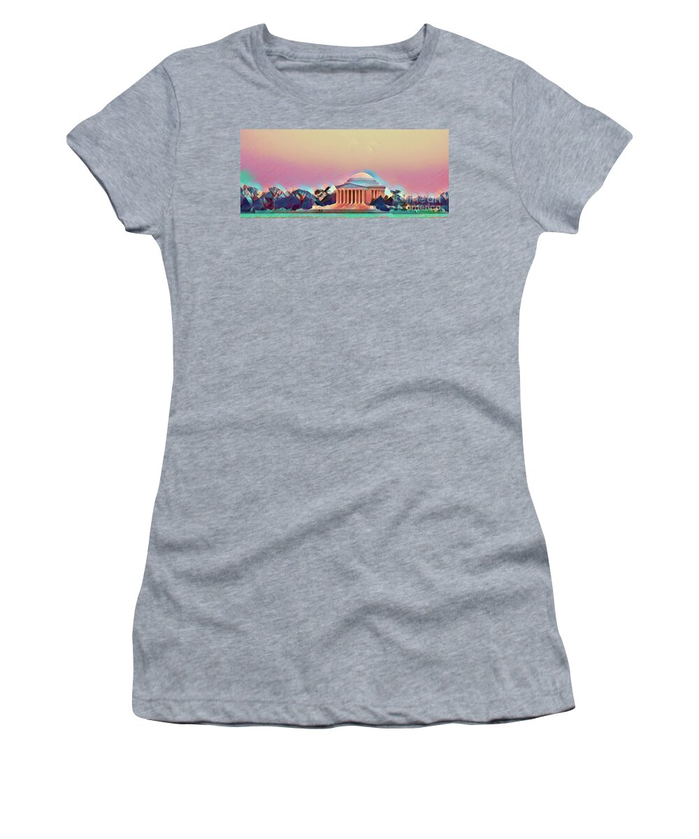 Lincoln Memorial Women's T-Shirt featuring the digital art Lincoln Memorial Washing DC Artistic by Chuck Kuhn