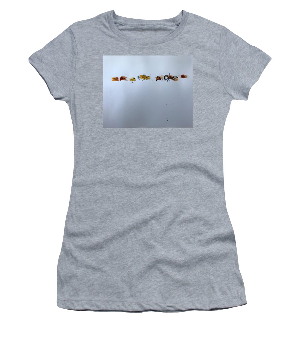 Horses Women's T-Shirt featuring the painting Line Of Horses 2 by Elizabeth Parashis