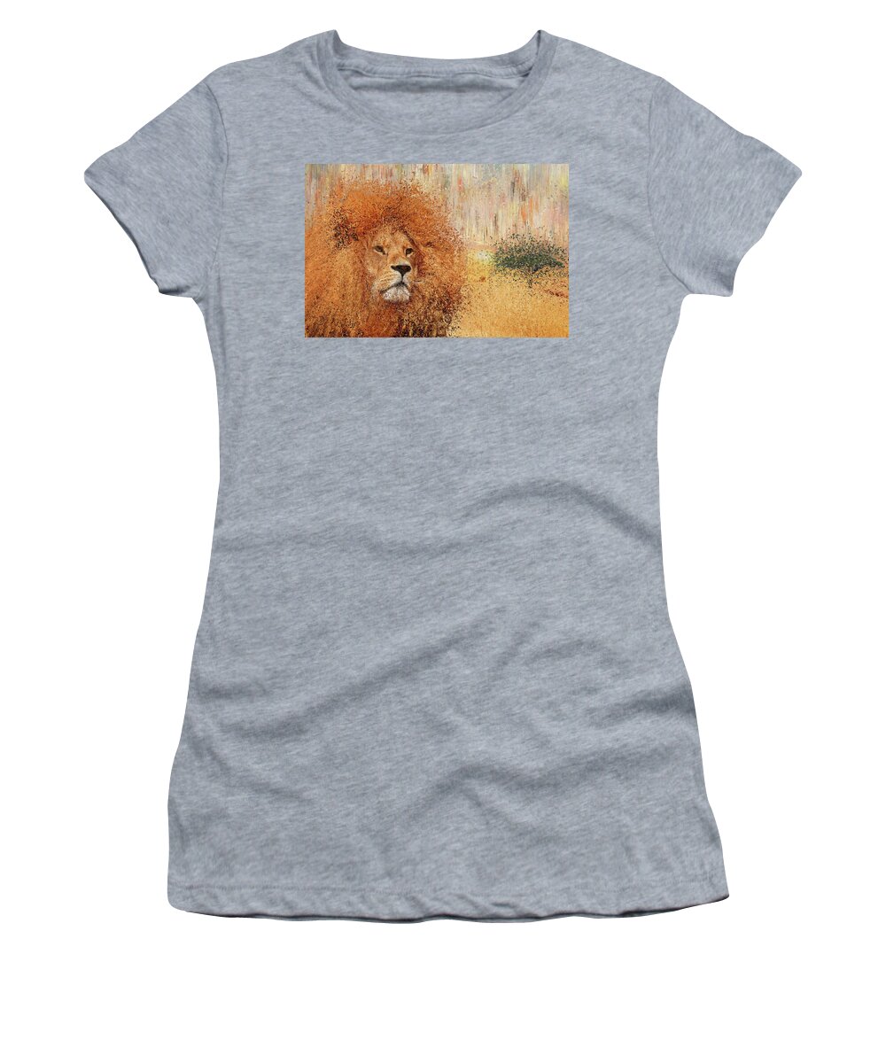 Lion Women's T-Shirt featuring the painting Lion by Alex Mir