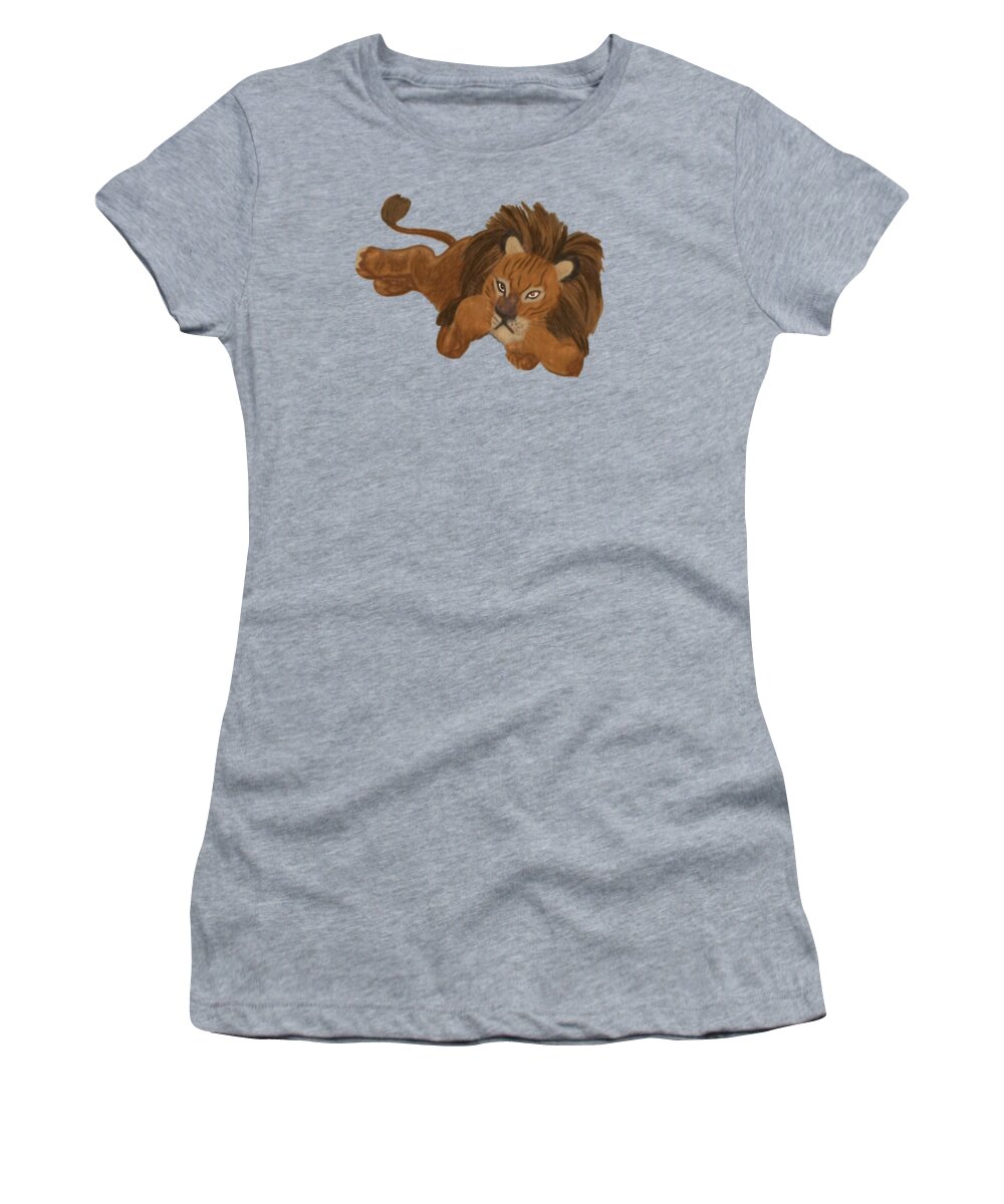 Lion Women's T-Shirt featuring the digital art Lion Around in a Funk by John Haldane