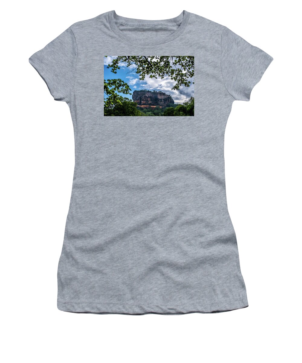 Landscape Women's T-Shirt featuring the photograph Lion Rock in Sigiriya by Arj Munoz