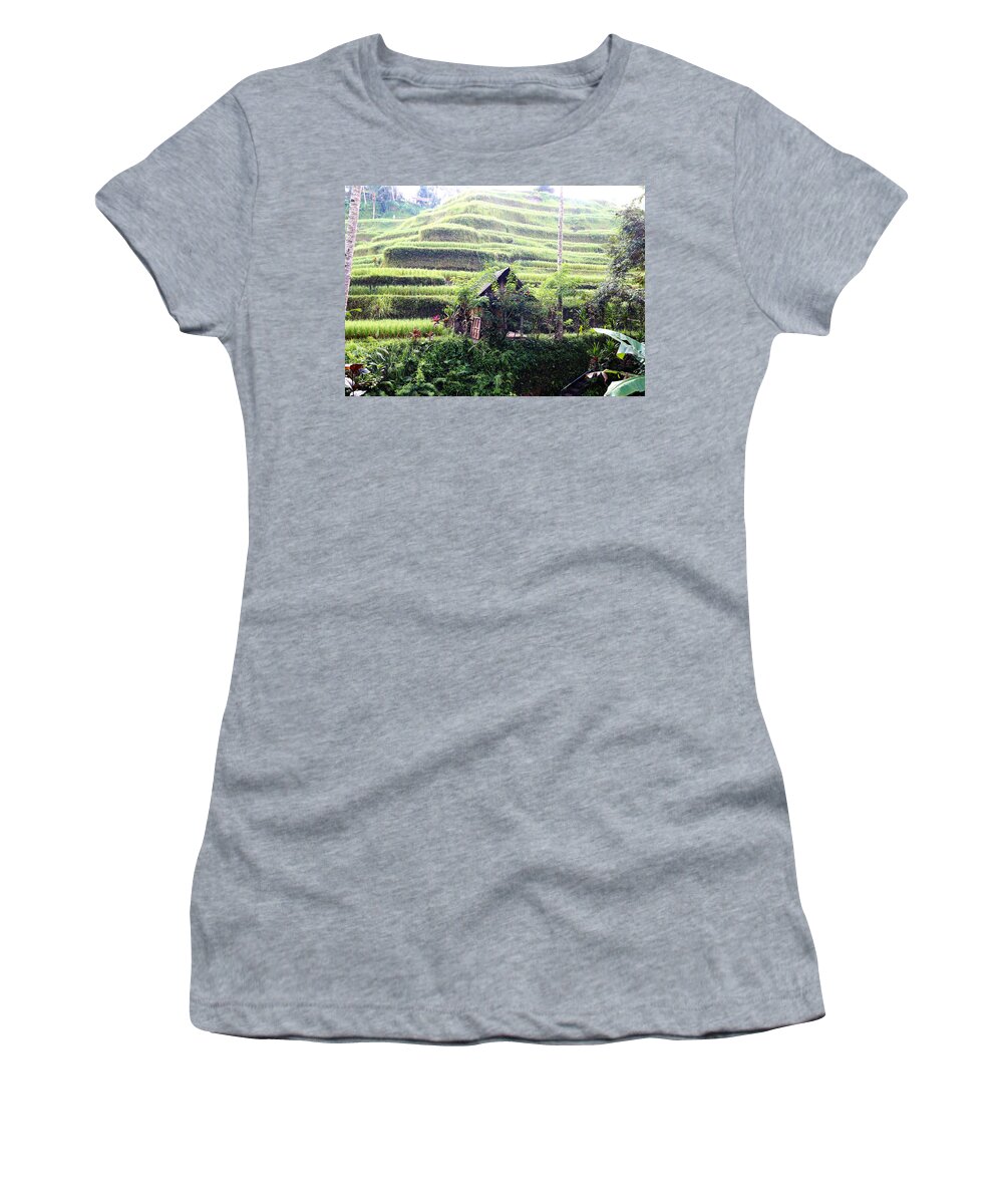 Hut Women's T-Shirt featuring the digital art Little hut surrounded by flowers by Worldvibes1