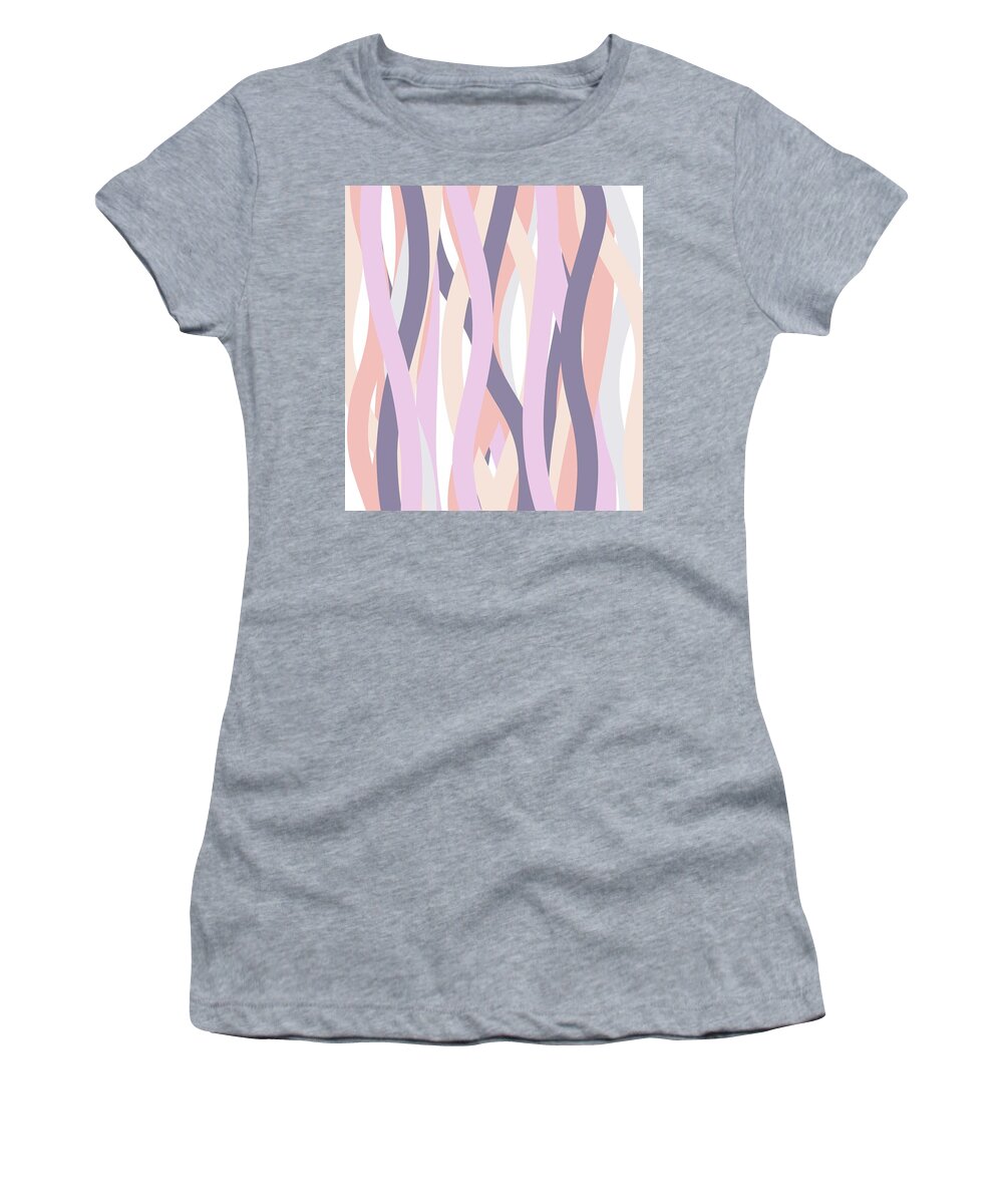 Little Women's T-Shirt featuring the digital art Little Princess Abstract Vertical Waves by Angie Tirado