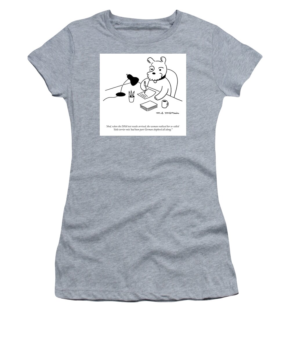 and Women's T-Shirt featuring the drawing Little Terrier Mix by Elisabeth McNair