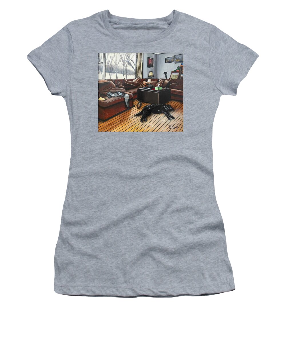Dog Women's T-Shirt featuring the painting Lived In by Joanne Stowell