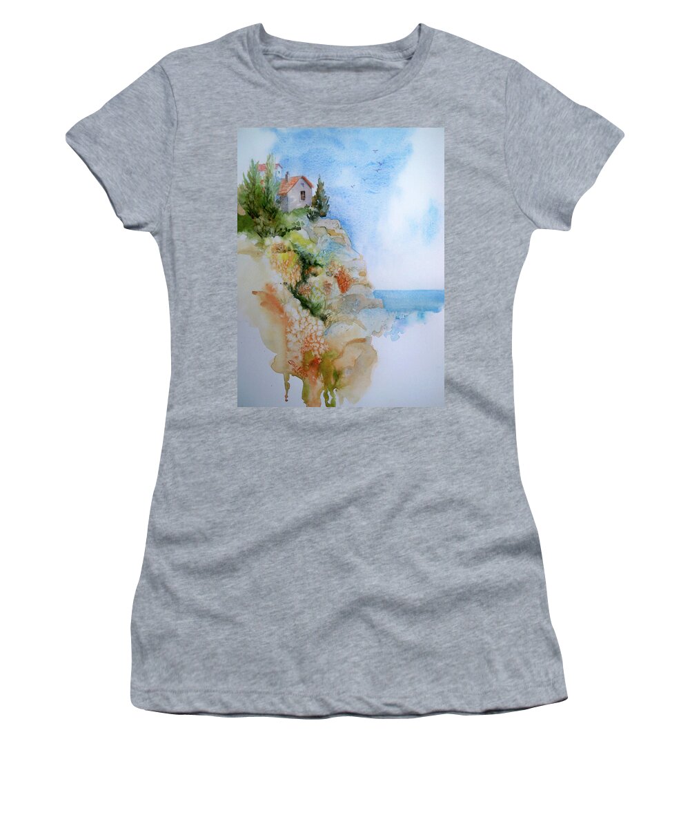 Landscape Women's T-Shirt featuring the painting Living on the Edge by Sue Kemp