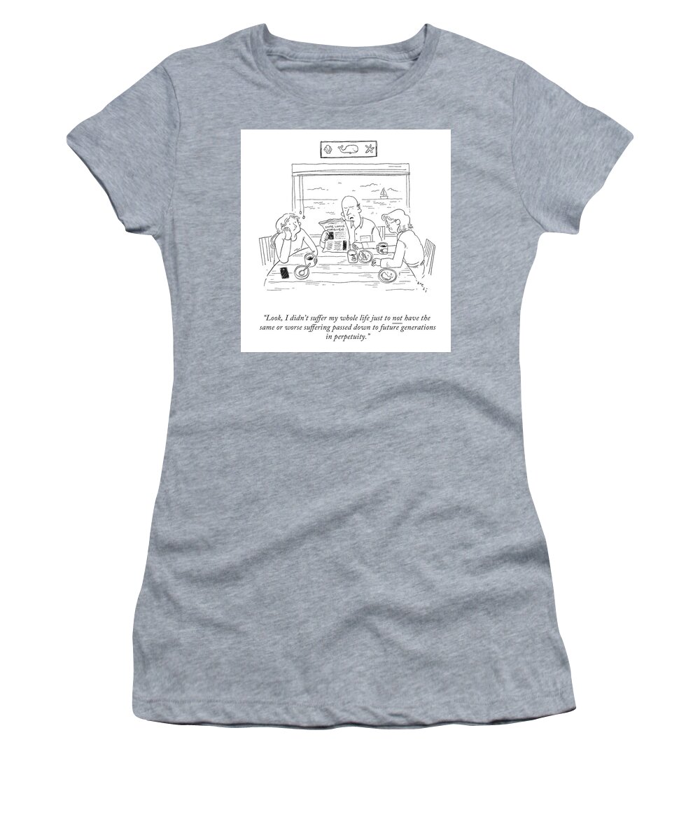 look Women's T-Shirt featuring the drawing Loans Forgiven by Zoe Si