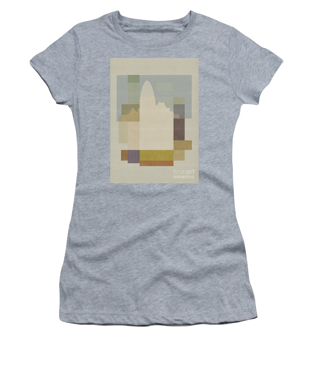 London Women's T-Shirt featuring the mixed media London Squares - Gherkin by BFA Prints
