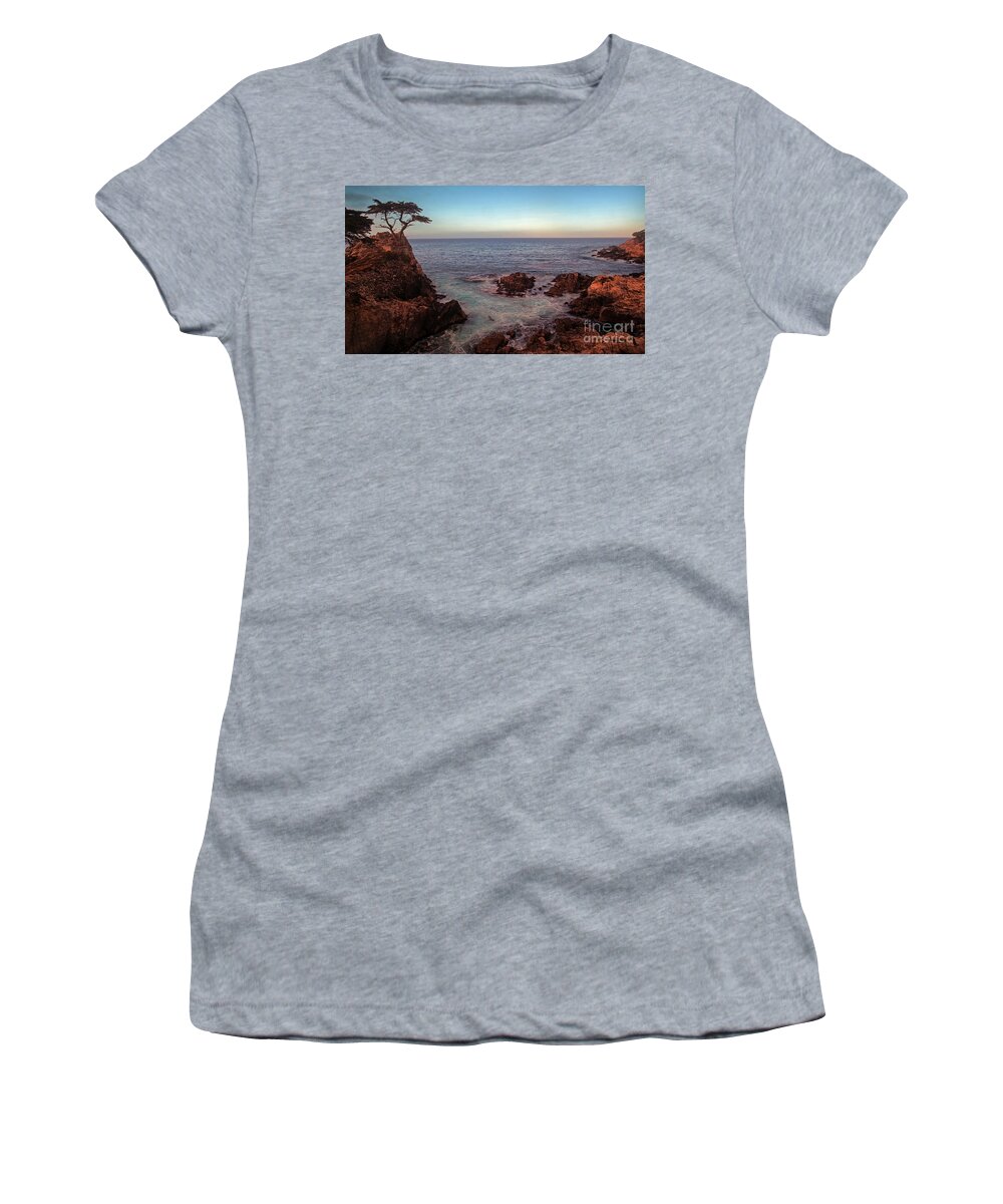 Cyprus Women's T-Shirt featuring the photograph Lone Cyprus Pebble Beach by Mike Reid