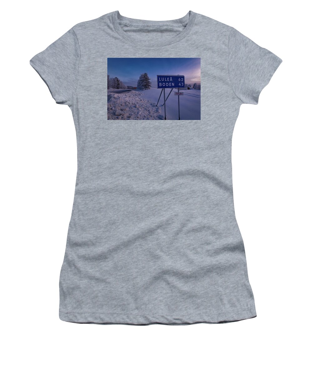 Luleå Women's T-Shirt featuring the photograph Long Way To The Hotel by Dan Vidal