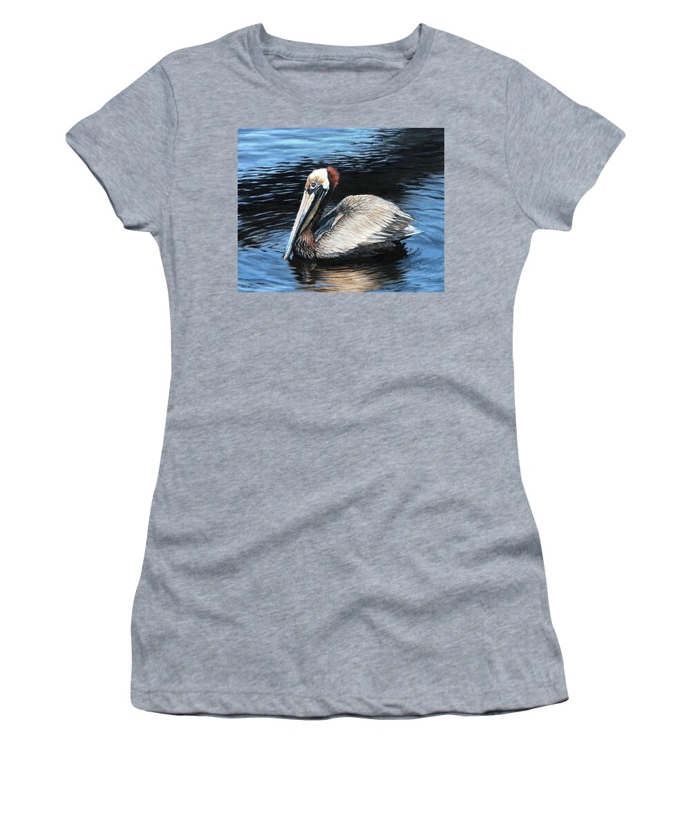 Pelican Women's T-Shirt featuring the painting Looking for Lunch by Pam Talley