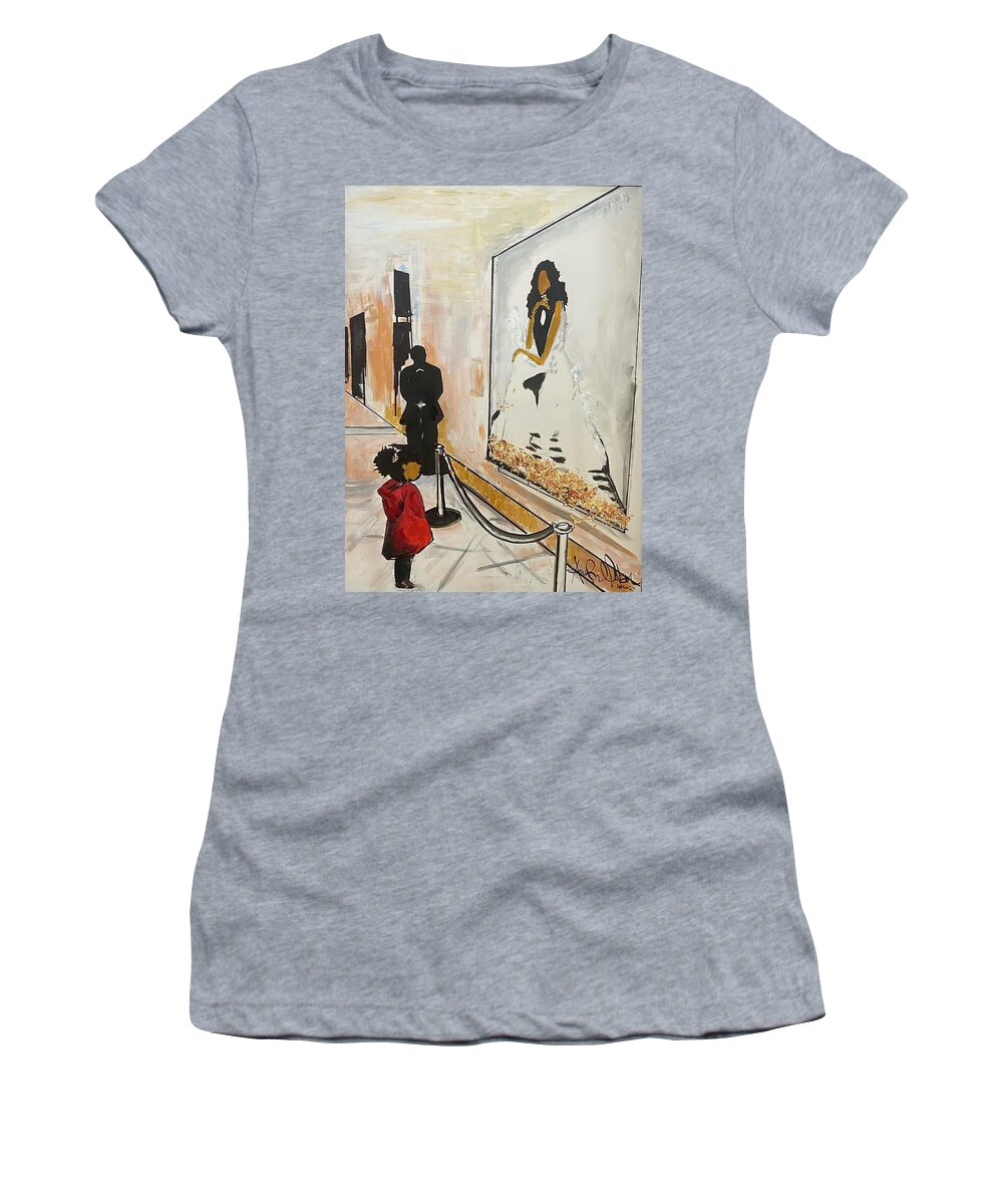  Women's T-Shirt featuring the painting Looking up at Greatness by Angie ONeal