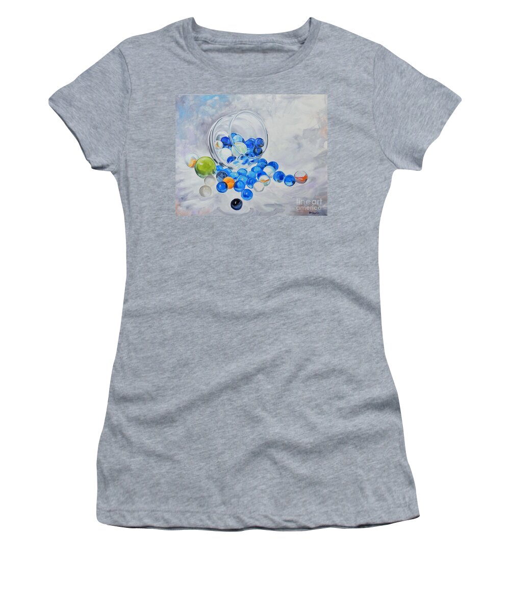 Glass Women's T-Shirt featuring the painting Loosing Your Marbles by K M Pawelec