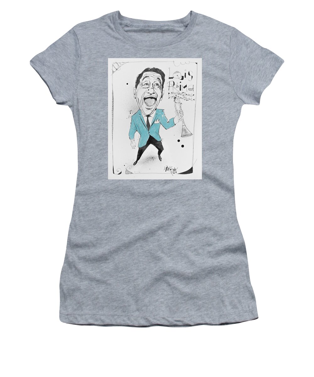  Women's T-Shirt featuring the drawing Louis Prima by Phil Mckenney