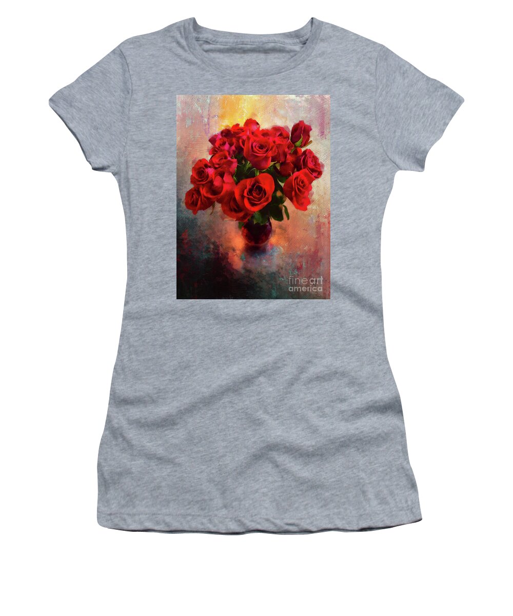 Rose Women's T-Shirt featuring the digital art Love In A Vase by Lois Bryan
