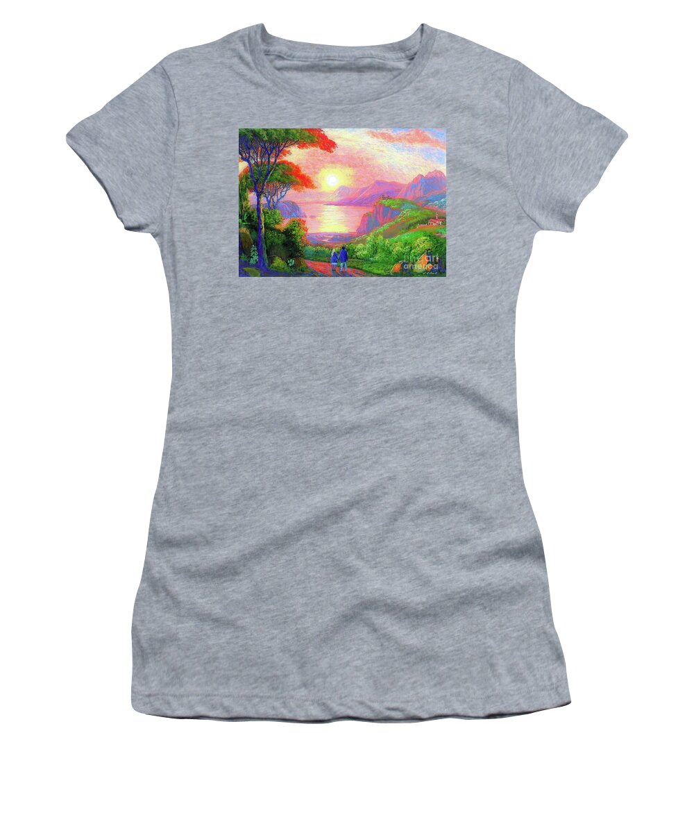 Tree Women's T-Shirt featuring the painting Love is Sharing the Journey by Jane Small