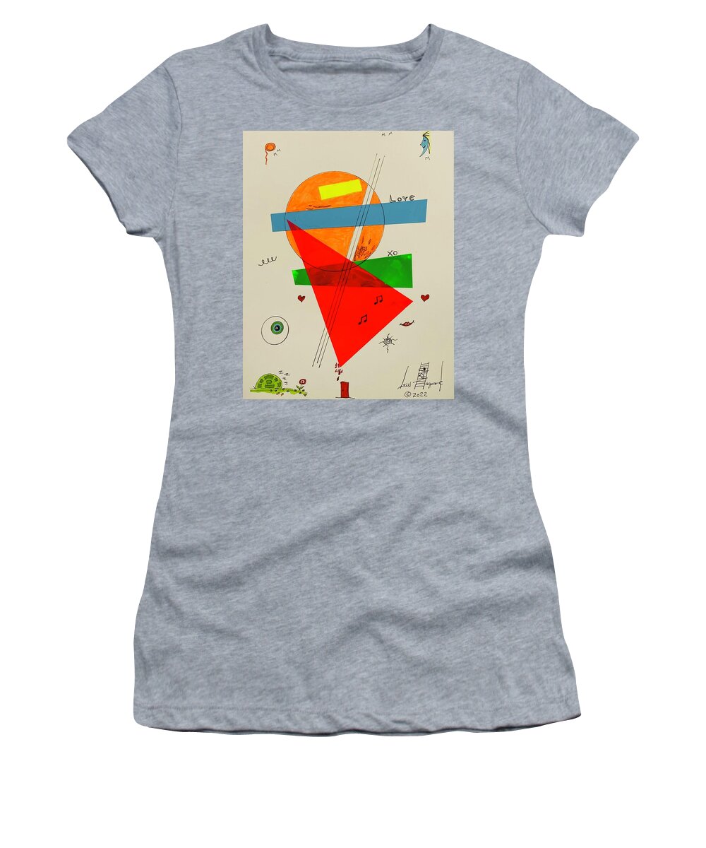  Women's T-Shirt featuring the mixed media Love xo Green Under Red 111414 by Lew Hagood