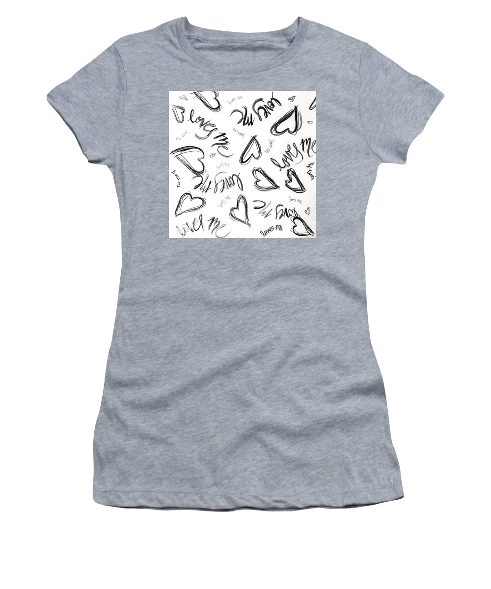 Love Women's T-Shirt featuring the painting Loves Me - white by Liana Yarckin