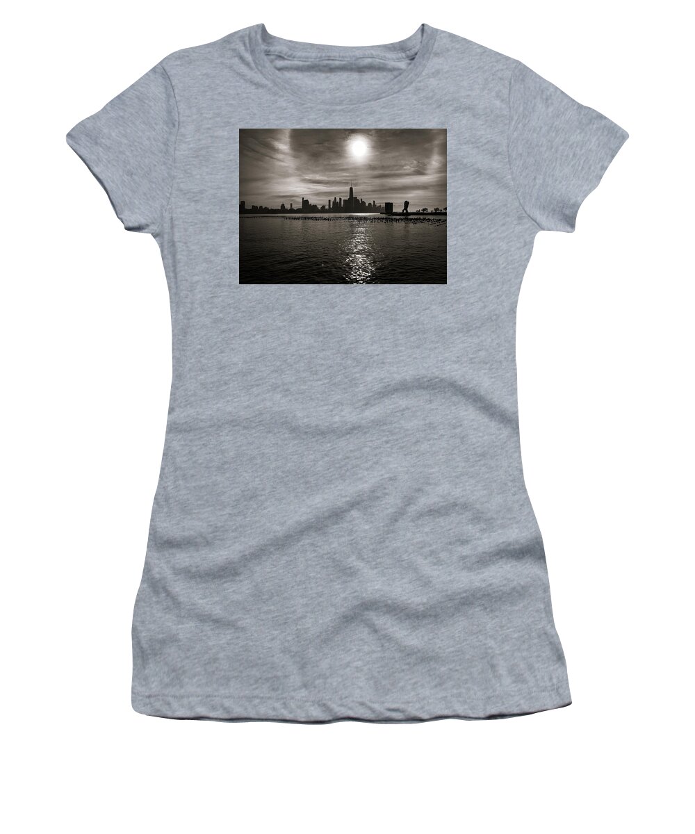 New York City Women's T-Shirt featuring the photograph Lower Manhattan under the sun by Jim Feldman