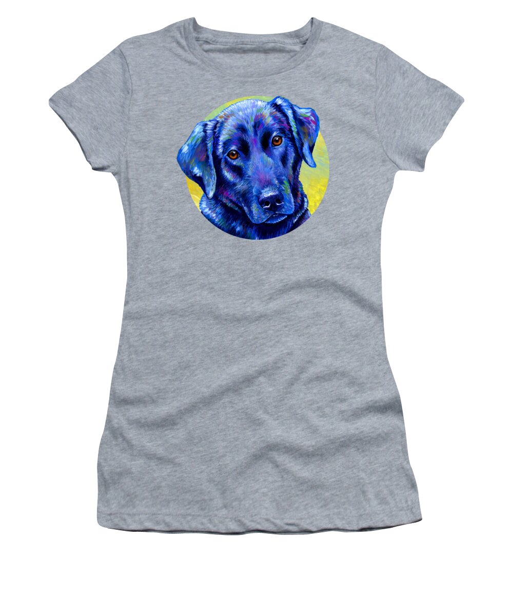 Labrador Retriever Women's T-Shirt featuring the painting Loyal Companion - Colorful Black Labrador Retriever Dog by Rebecca Wang