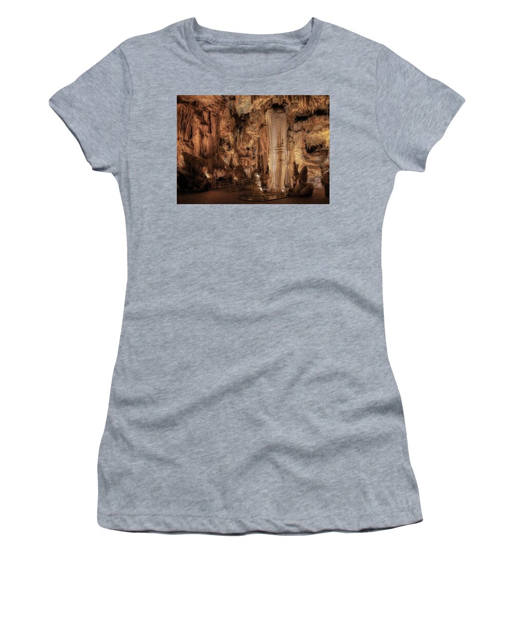 Luray Caverns Women's T-Shirt featuring the photograph Luray Caverns - A Giant in Giant's Hall by Susan Rissi Tregoning