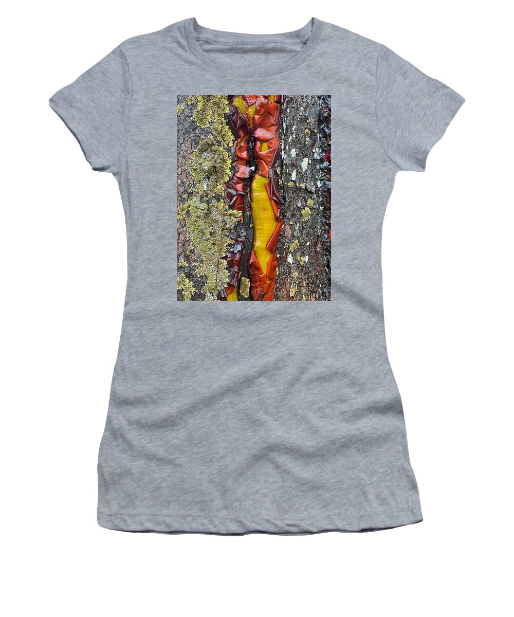 Abstract Women's T-Shirt featuring the photograph Madrone Tree Bark Abstract by Jerry Abbott