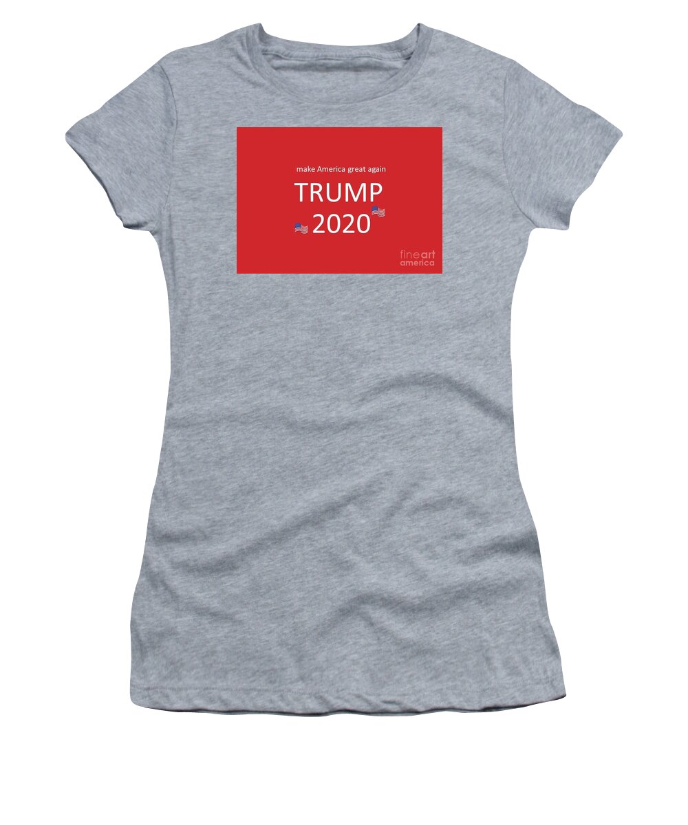 Trump 2020 Women's T-Shirt featuring the digital art Trump 2020, red by Denise Morgan