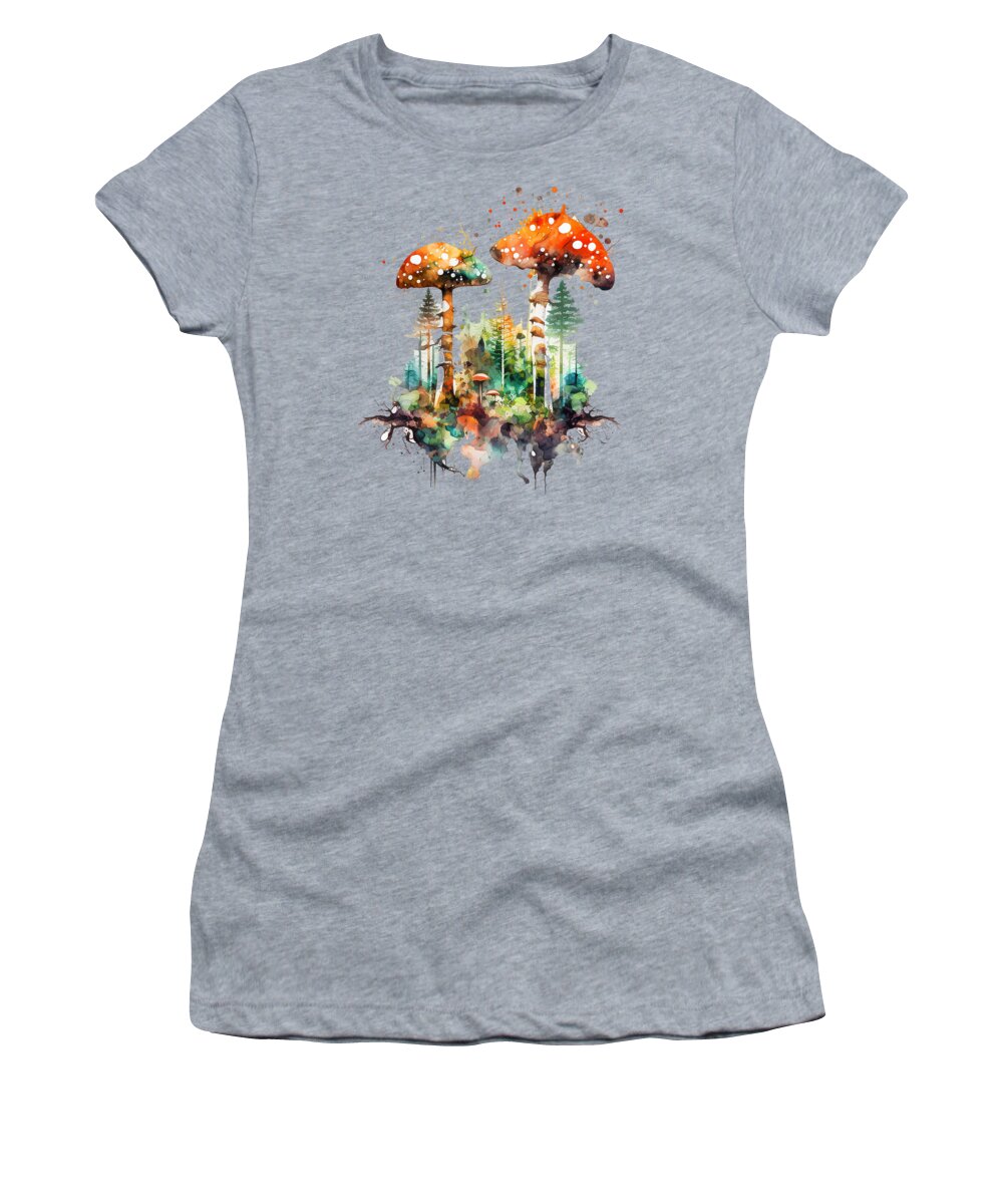 Psychedelic Women's T-Shirt featuring the digital art Magic Mushrooms by Heather Applegate