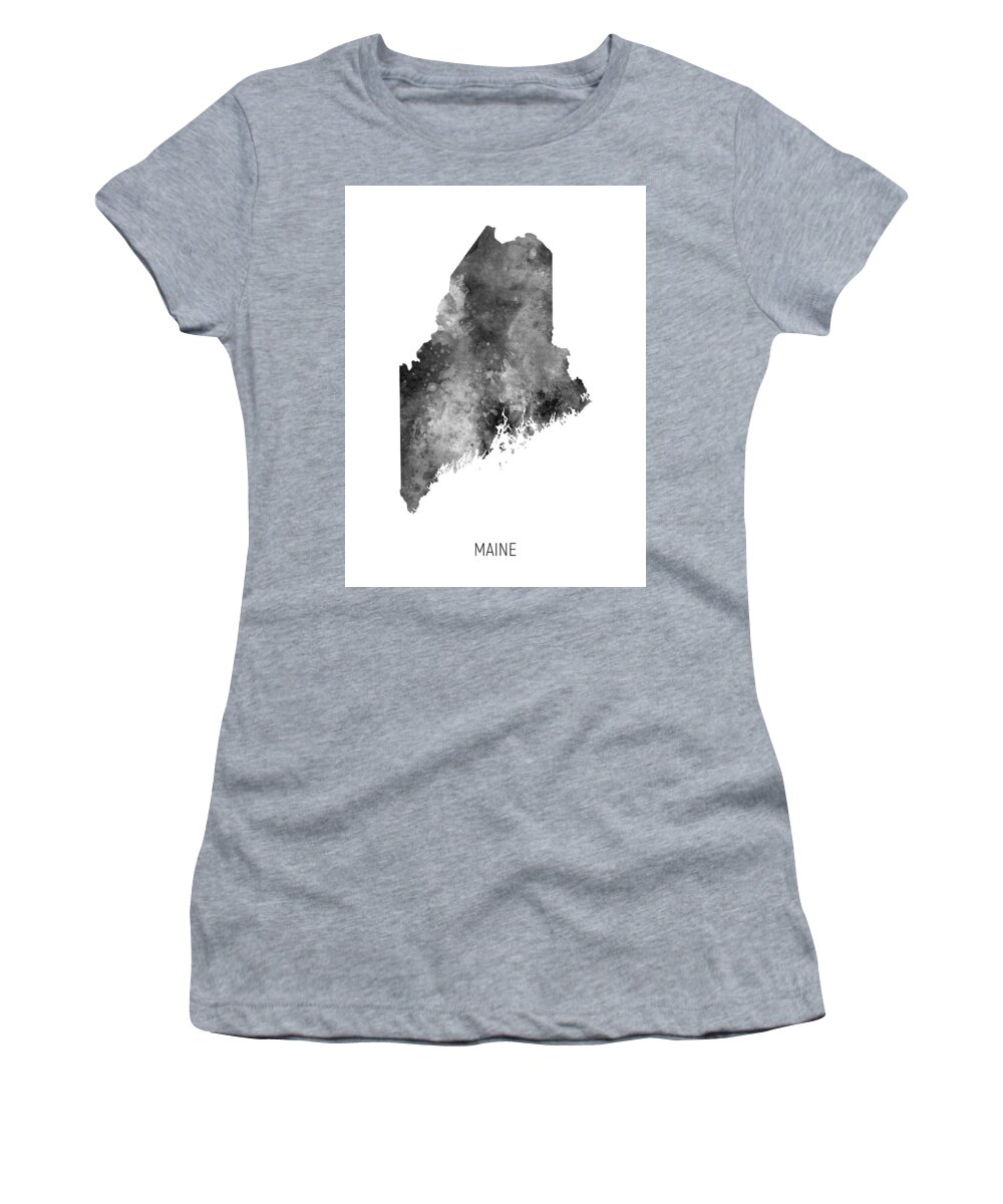 Maine Women's T-Shirt featuring the digital art Maine Watercolor Map #47 by Michael Tompsett