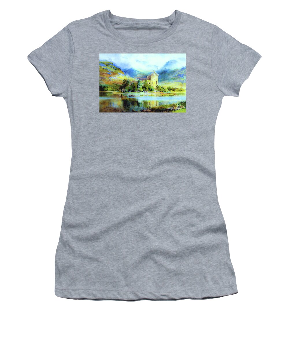 Landscape Women's T-Shirt featuring the painting Majestic Scotland by Jane Small