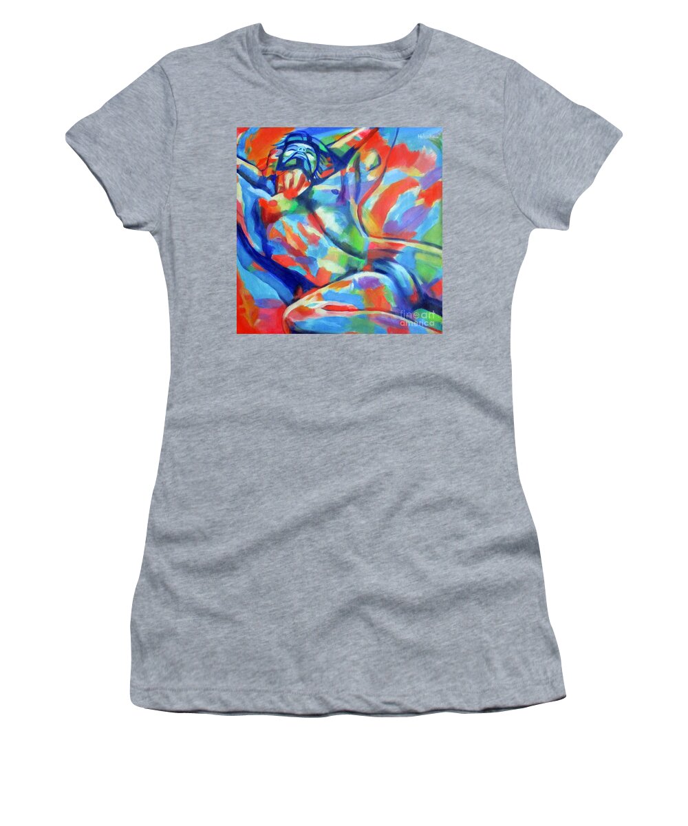 Nudes Paintings Women's T-Shirt featuring the painting Male muse by Helena Wierzbicki