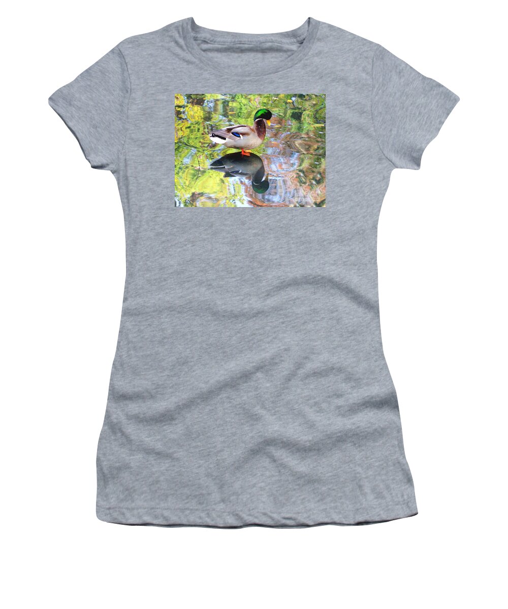 Duck Women's T-Shirt featuring the photograph Mallard Muse by Kimberly Furey