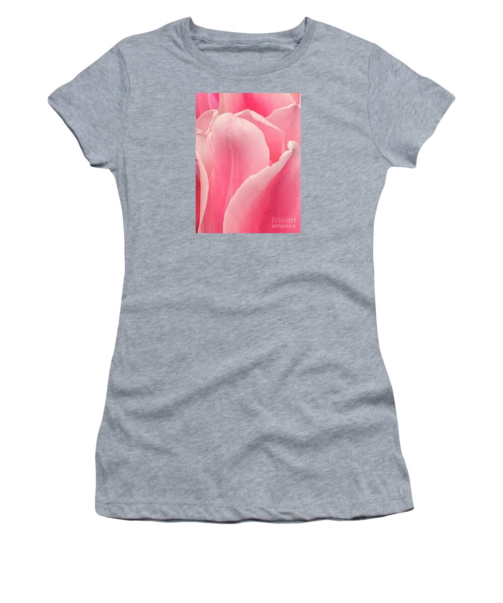Tulip Women's T-Shirt featuring the photograph Mantled Blush by Tiesa Wesen