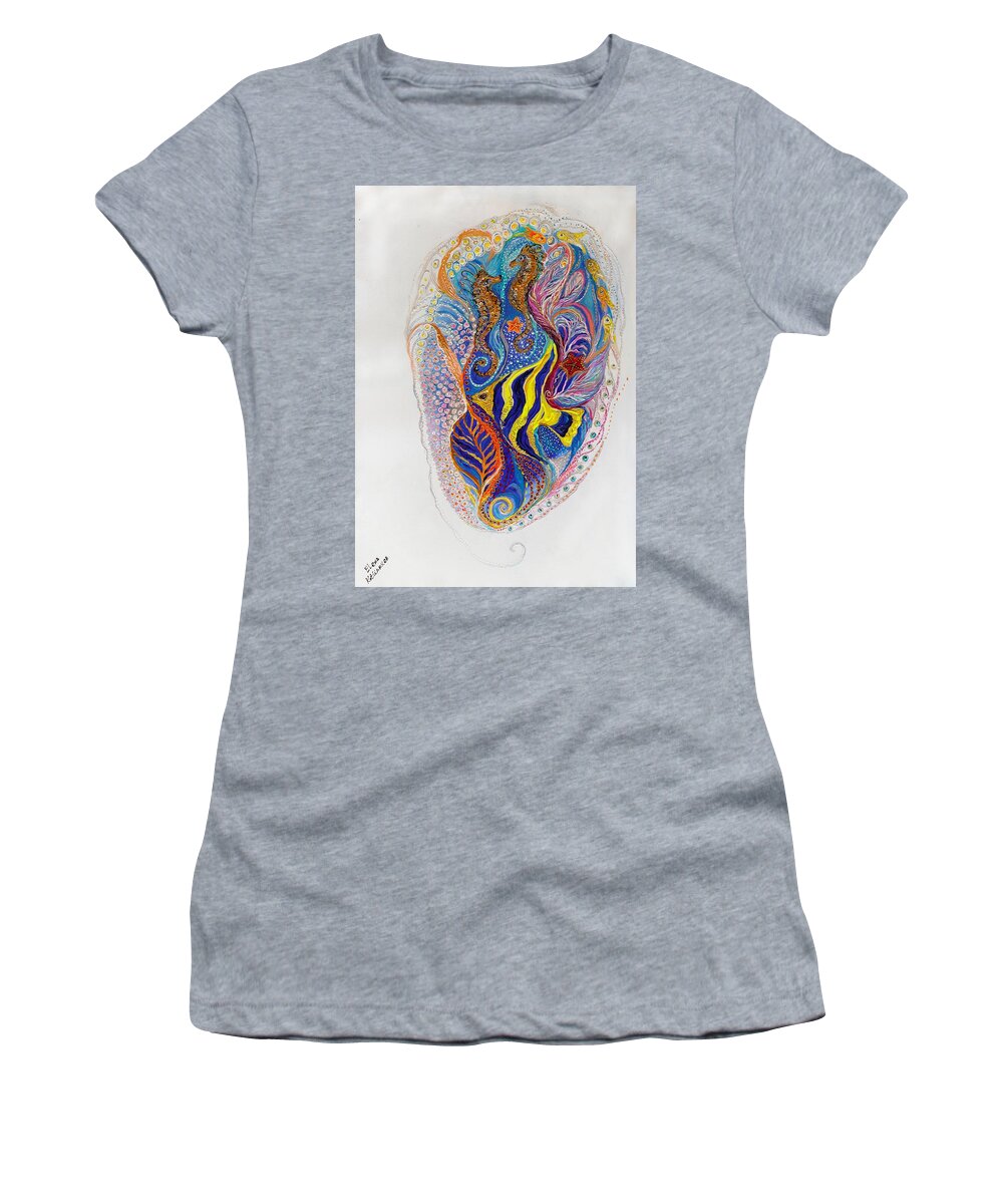 Sea Life Women's T-Shirt featuring the painting Mare nostrum series #8 by Elena Kotliarker