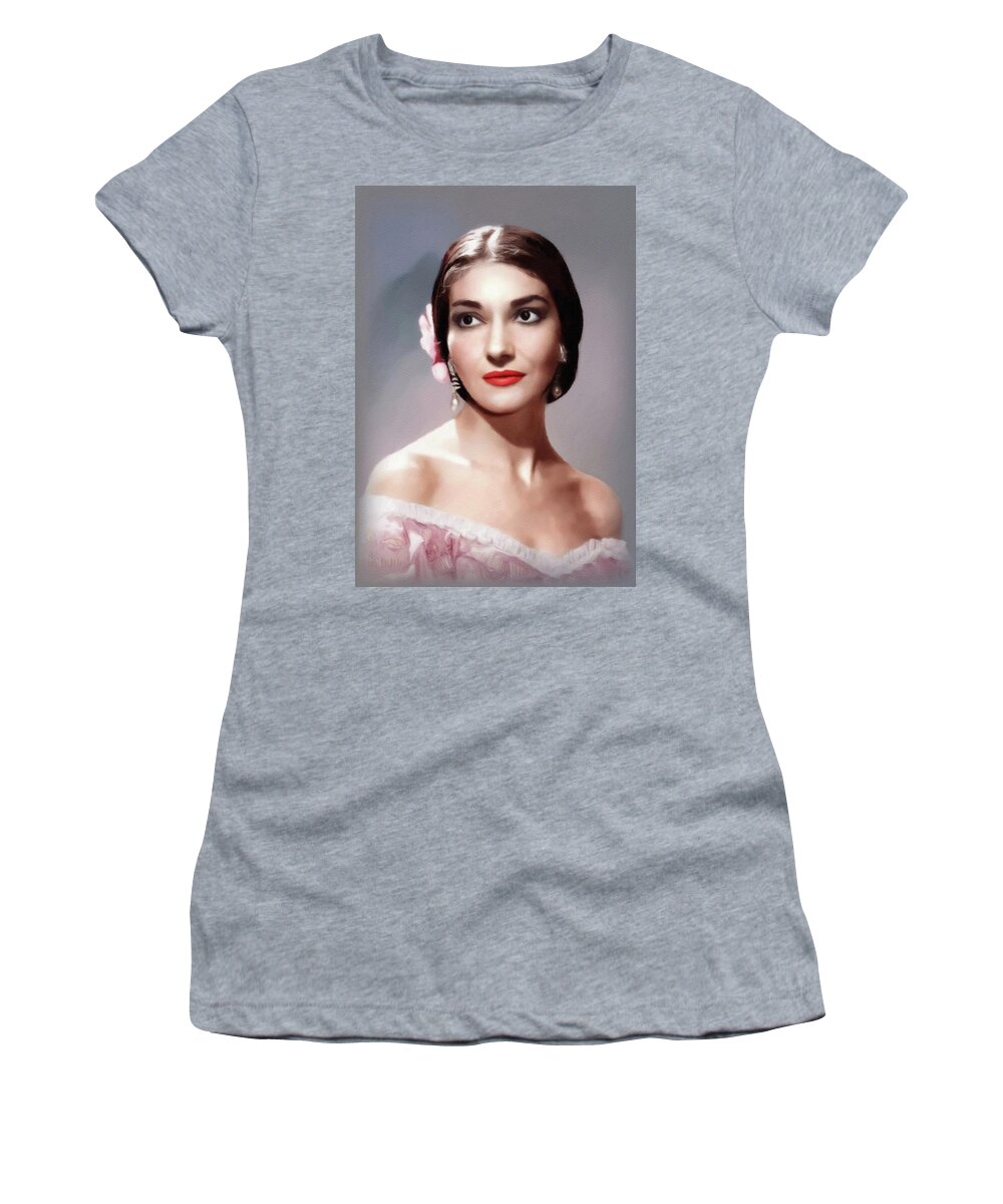 Maria Women's T-Shirt featuring the painting Maria Callas, Music Legend by Esoterica Art Agency