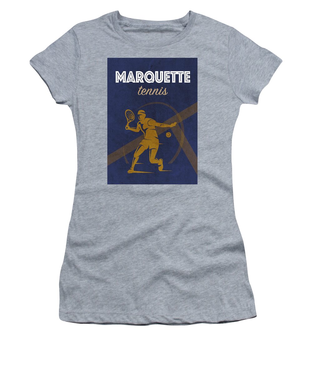 Marquette University Women's T-Shirt featuring the mixed media Marquette University Tennis College Sports Vintage Poster by Design Turnpike
