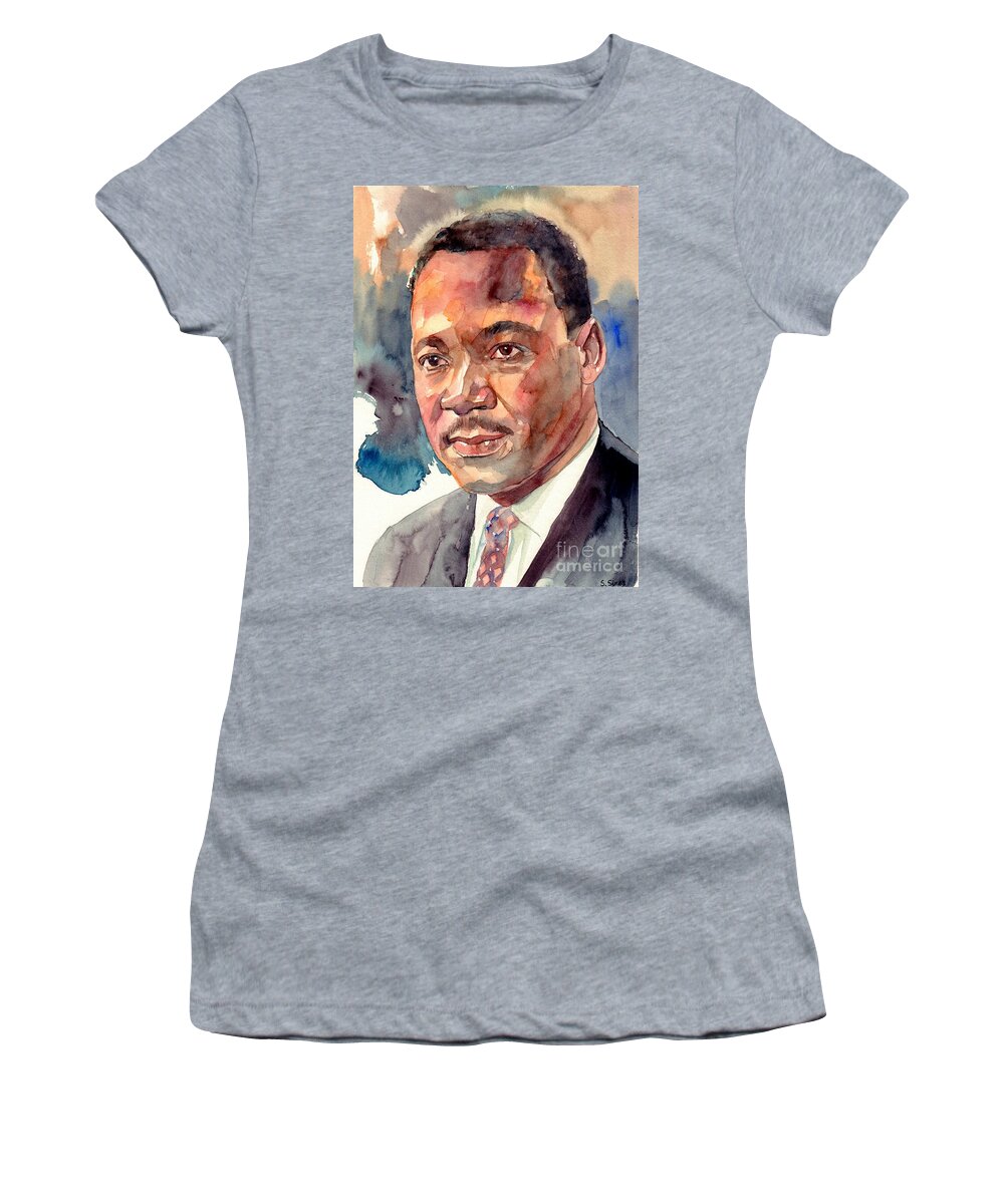 Martin Luther King Jr Women's T-Shirt featuring the painting Martin Luther King Jr. Portrait by Suzann Sines