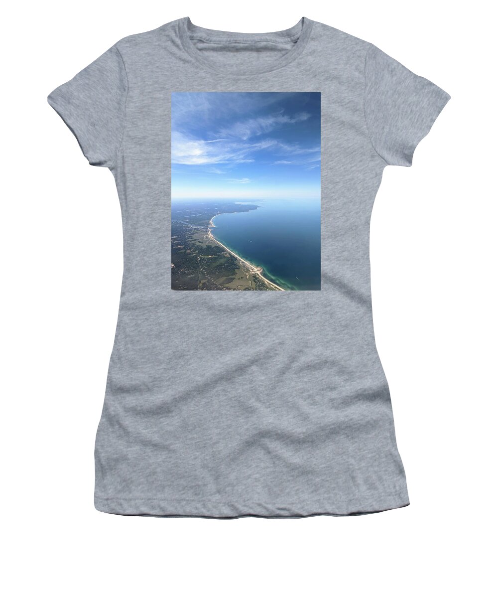 Aerial Photography Women's T-Shirt featuring the photograph Mass Coast Skies by Annalisa Rivera-Franz